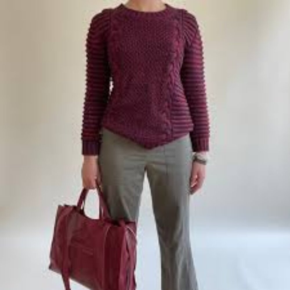 Timo Weiland Merino Wool Burgundy Navy Sweater